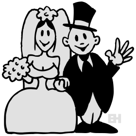 Bruid en bruidegom op hun bruiloft, tweekleurig T-shirtontwerp