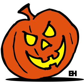 Jack-o'-Lantern, Halloween-pompoen, driekleurig T-shirtontwerp