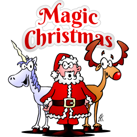 Magische kerst met een eenhoorn, full colour T-shirt design